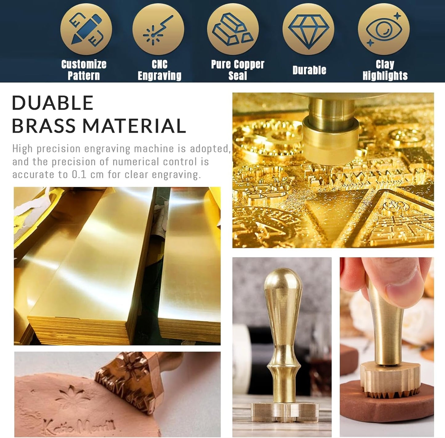 Custom Pottery Stamps for Clay Personalized Pottery Tool Kit Stamp with Own Design Signature Letters Gift for Potters DIY Lovers-1"