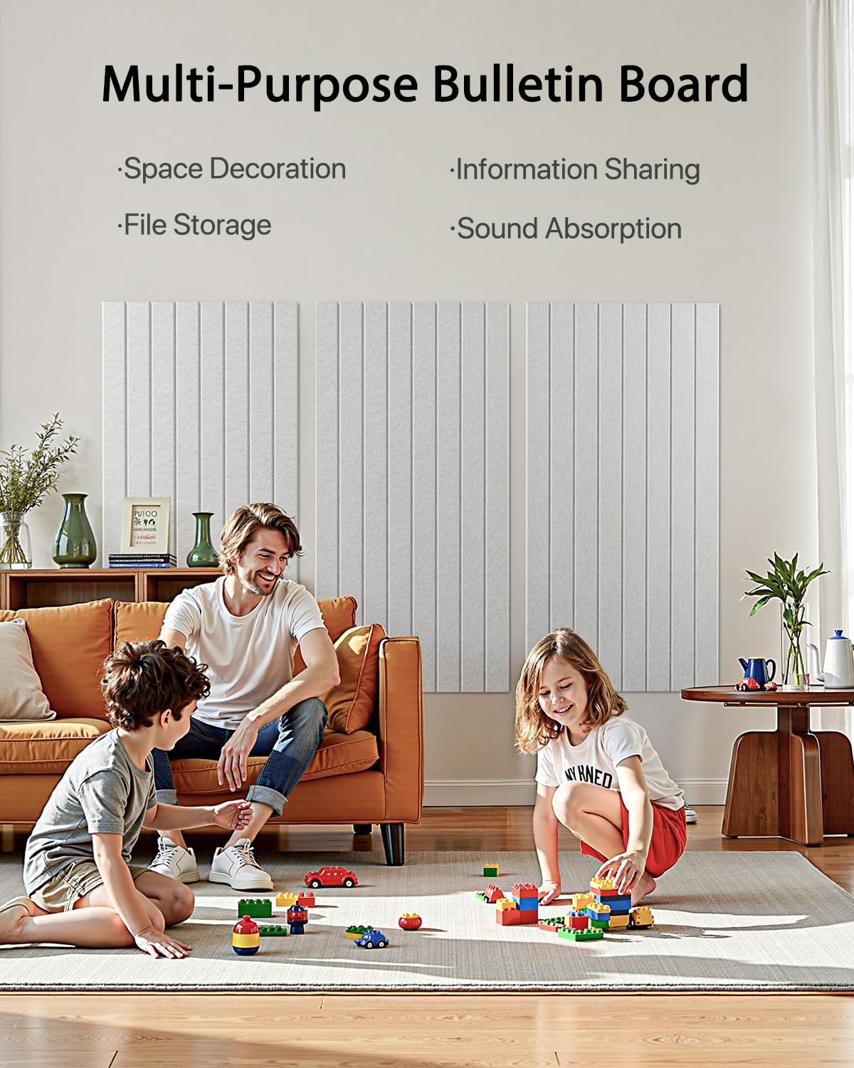 Soundsbay Large Cork Board, 71" x 47" Bulletin Board, 3 Pack Felt Wall Tiles Self-Adhesive, Pin Board for Walls Office Home Classroom Decor