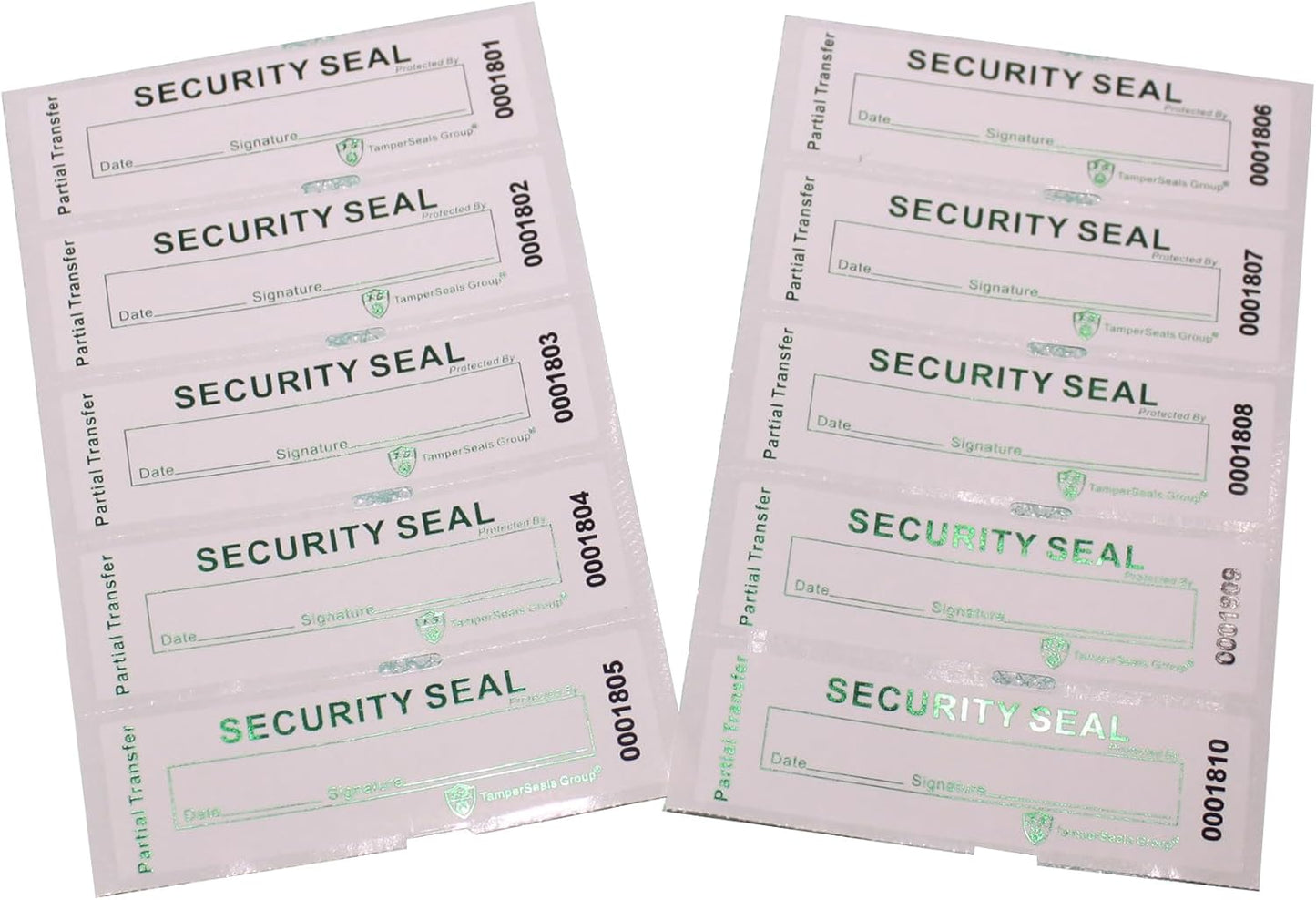 100pcs Partial Transfer Tamper Proof Security Warranty Void Stickers/Labels/Seals with Holographic Laser Print (White, 1 x 3.35 Inches, Serial Numbers)
