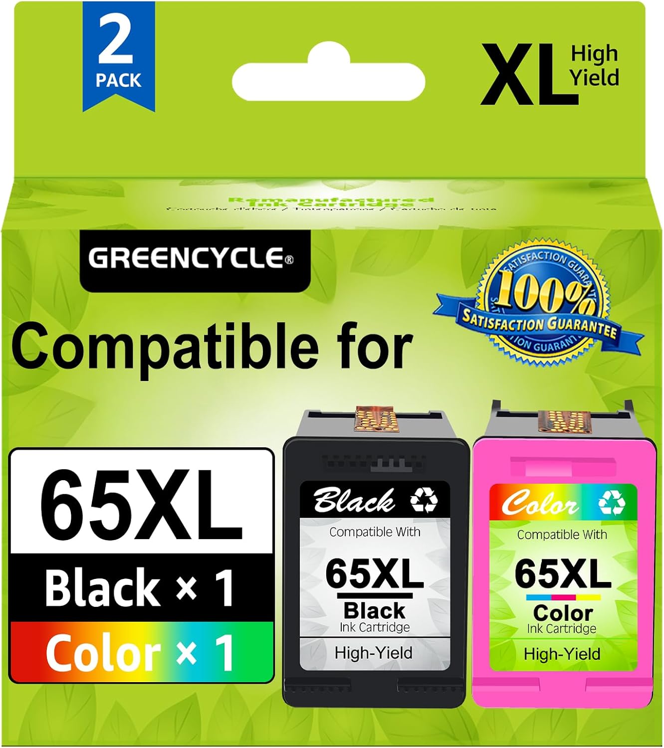 65XL Ink Cartridge Replacement for HP 65 XL N9K04AN Compatible with Envy 5055 5052 5058 Deskjet 2655 2652 2622 3720 3730 3752 3758 All-in-One Printer