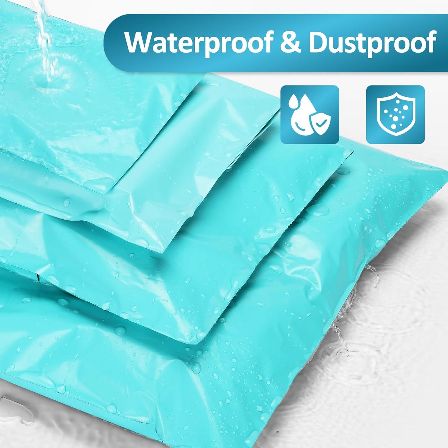 UCGOU 60 Pack Teal Poly Mailers Variety Size Pack, 6x9 Inch & 9x12 Inch & 10x13 Inch & 12x15.5 Inch & 14.5x19 Inch, 12 PCS Each Bag, Self-sealing Adhesive Mailers Assorted Sizes for Small Business