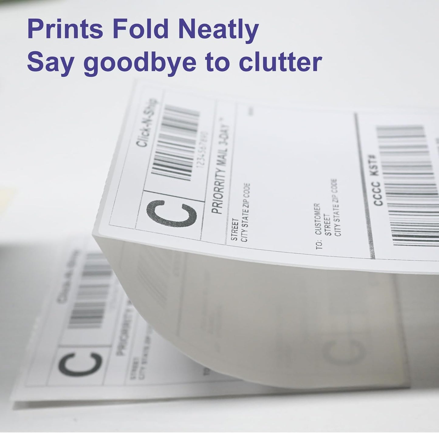 DGBDPACK Fanfold Direct Thermal Shipping Labels 4''x6'' 600 Labels/2 Stacks (300 Pcs per Stack), Compatible with Zebra Rollo Beeprt Printer Ultra Adhesive