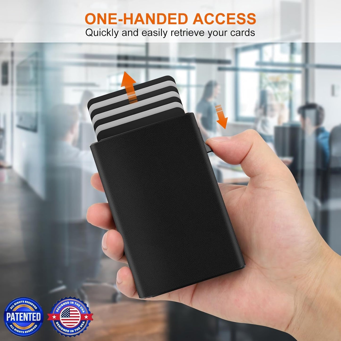 Mens Wallet Card Holder - Pop Up Aluminum Case, Premium Flexible Microfiber Leather, Smart Wallet for Men, RFID Blocking, Slim, Minimalist, Front Pocket - 9-14 Card Capacity | ID Window | Cash Slot