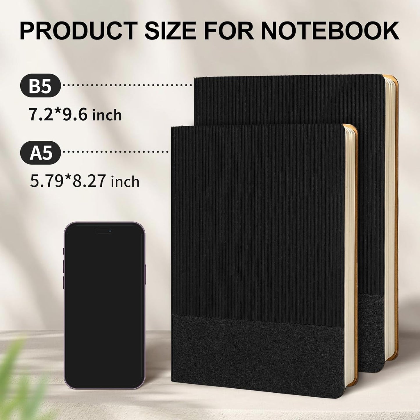 Lined Journal Notebook for Work College Ruled Note Book 5.79"x8.27" A5 PU Leather Daily Journaling 216 Pages for Women Men Writing Home School Supplies Business (A5 Lined 216pages, 07-Black)