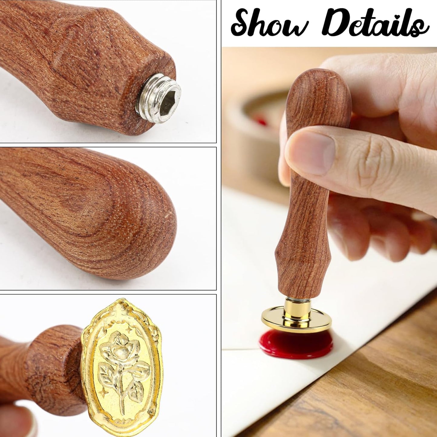Wax Seal Stamp Set Vintage Classic Sealing Wax Stamp Head with Wooden Handle for Party Wedding Invitation Cards Envelopes Gift Wrapping Letter (10 Patterns)