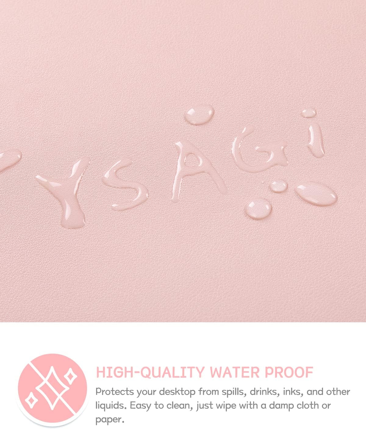 YSAGi Non-Slip Leather Desk Pad XL Size, Waterproof Laptop Computer Desk Keyboard Mat, Table Protector Blotter Mat, Large Mouse Pad for Office/Work/Home/Decor(Pink, 47.2" x 23.6")-No Band