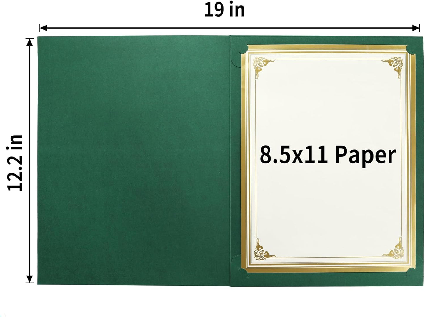 SUNEE 30 Packs Green Certificate Holders for 8.5x11 Award Certificates, Certificate Covers with Gold Foil Border