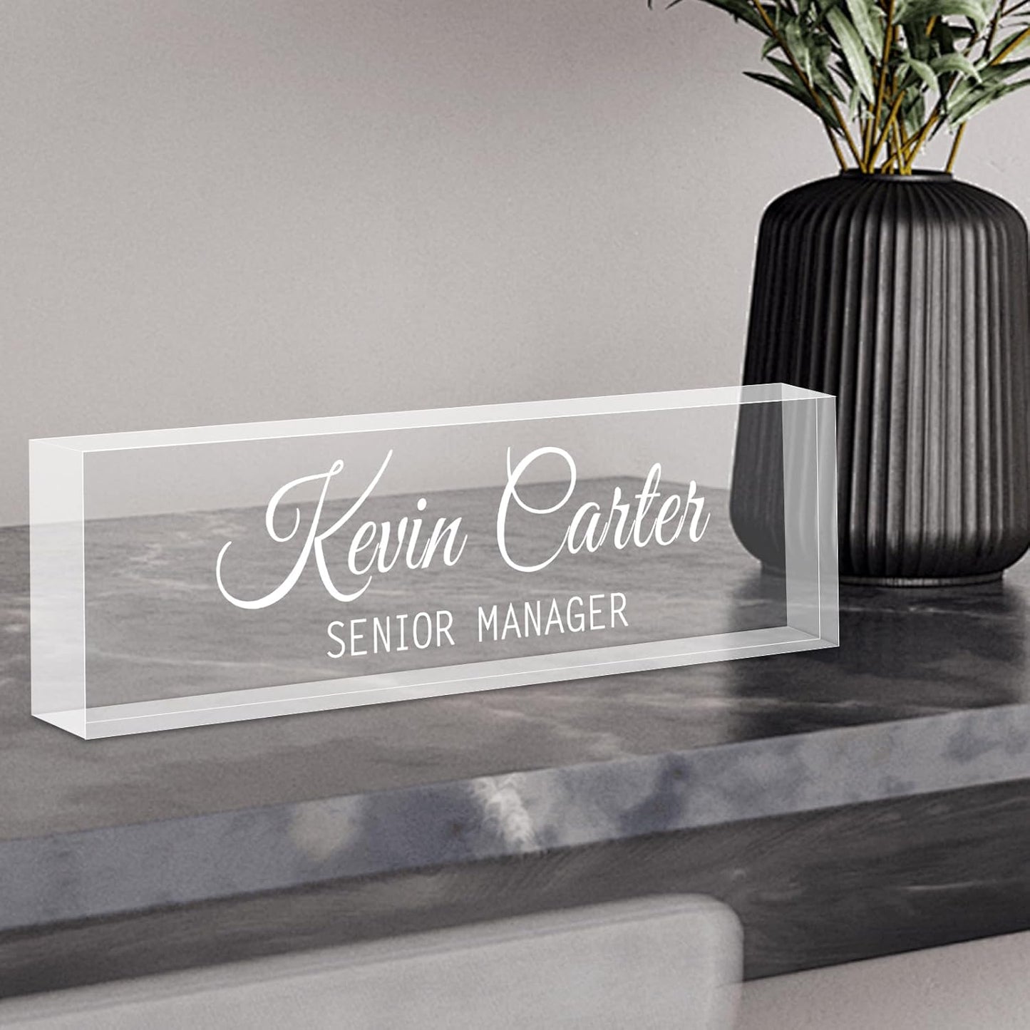 Name Plate for Desk Personalized, Acrylic Desk Decorations, Employee Appreciation Gifts, Custom Office Gifts for Coworkers, Boss, Teacher, Nurse (Engraving 01)