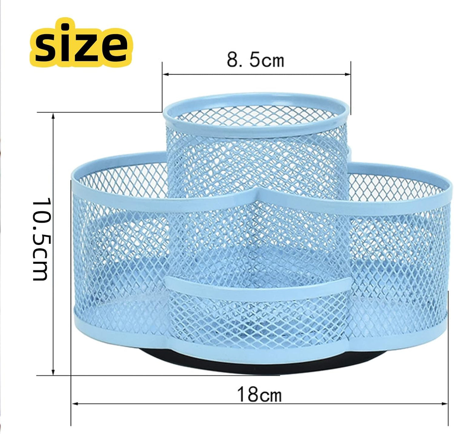 360 Rotatable Metal Mesh Desktop Pen Holder Pencil Holder Pencil Organizer Stationery Organizer Pen Pot Makeup Brush Organizer for Home School Office (Blue)