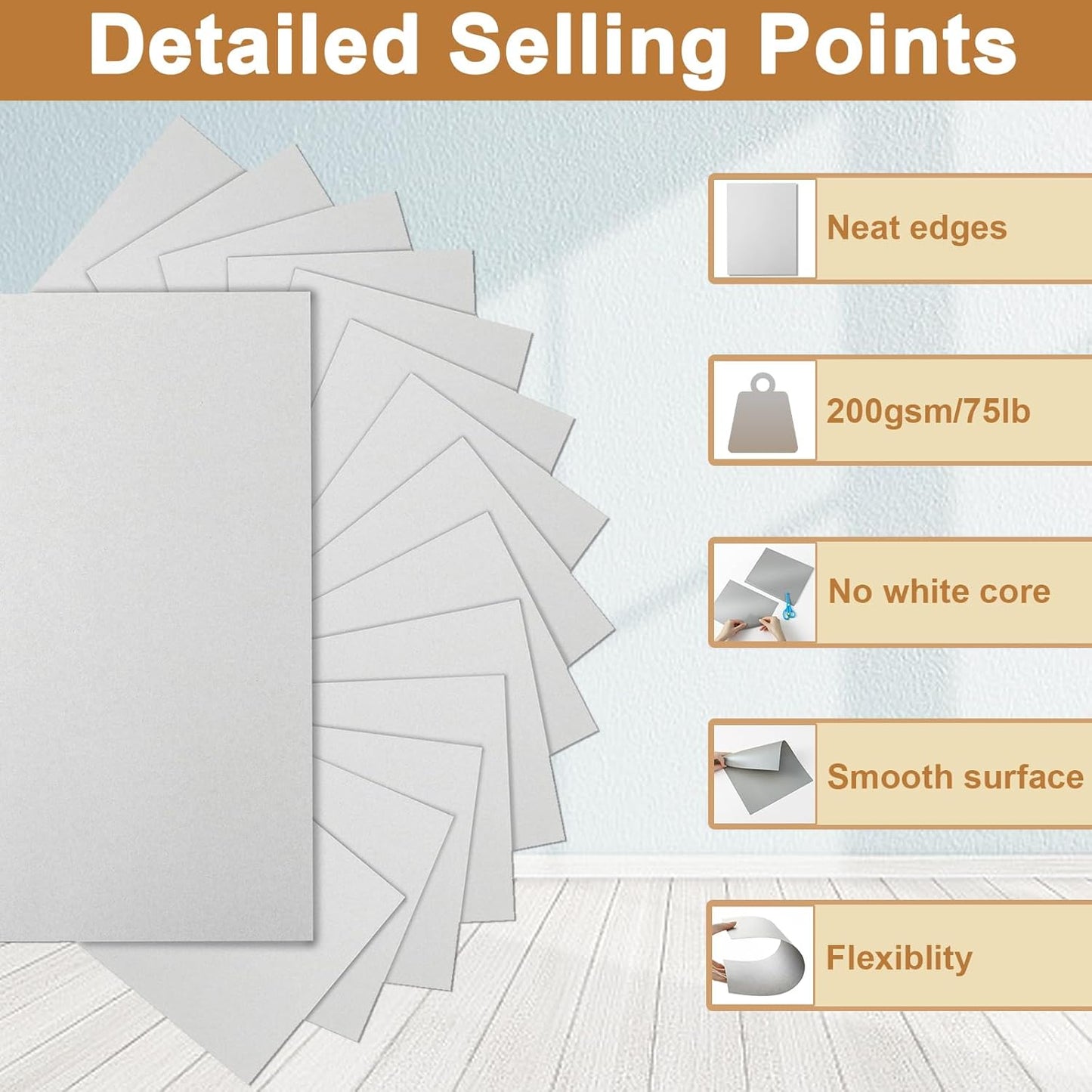 100 Sheets Grey Cardstock 8.5 x 11 Certificates Paper, 200gsm/75lb Premium Gray Card Stock Printer Paper for Card Making, Thank You Cards, Business Cards, Menus, Scrapbooking