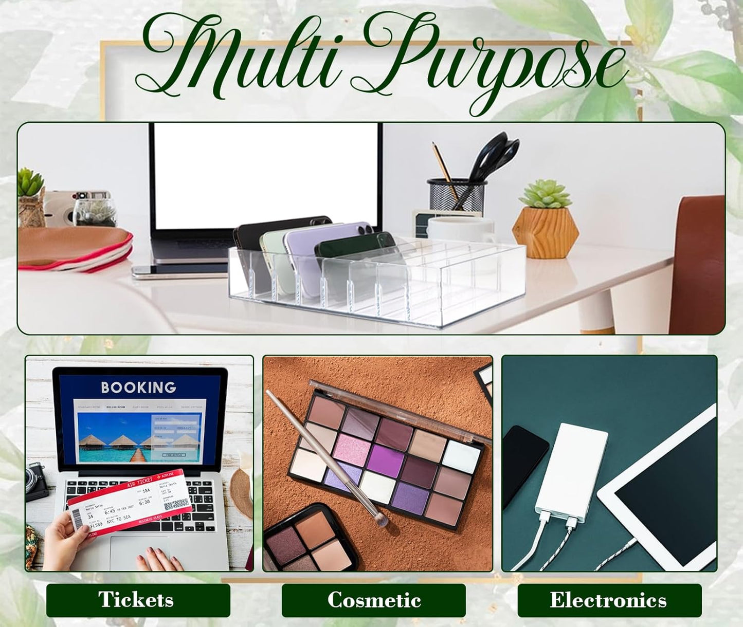 XUWAIDSGN Large Acrylic Cash Organizer 8 Section Clear Money Budget Tray Organizer Plastic Divider Bill Storage Holder for Cash Envelope (Clear)