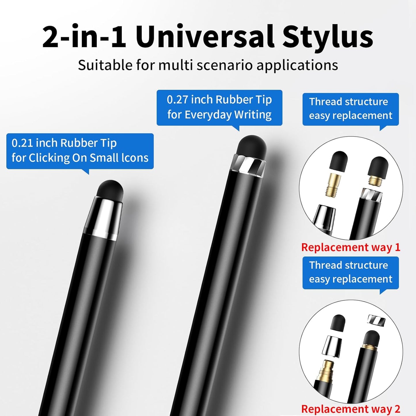 Stylus Pen for Touchscreen,5 PCS Stylus,Stylus 2-in-1 High Sensitivity Precision Suitable for Touch Screens of iPhone/ipad/Android Tablet(Black)
