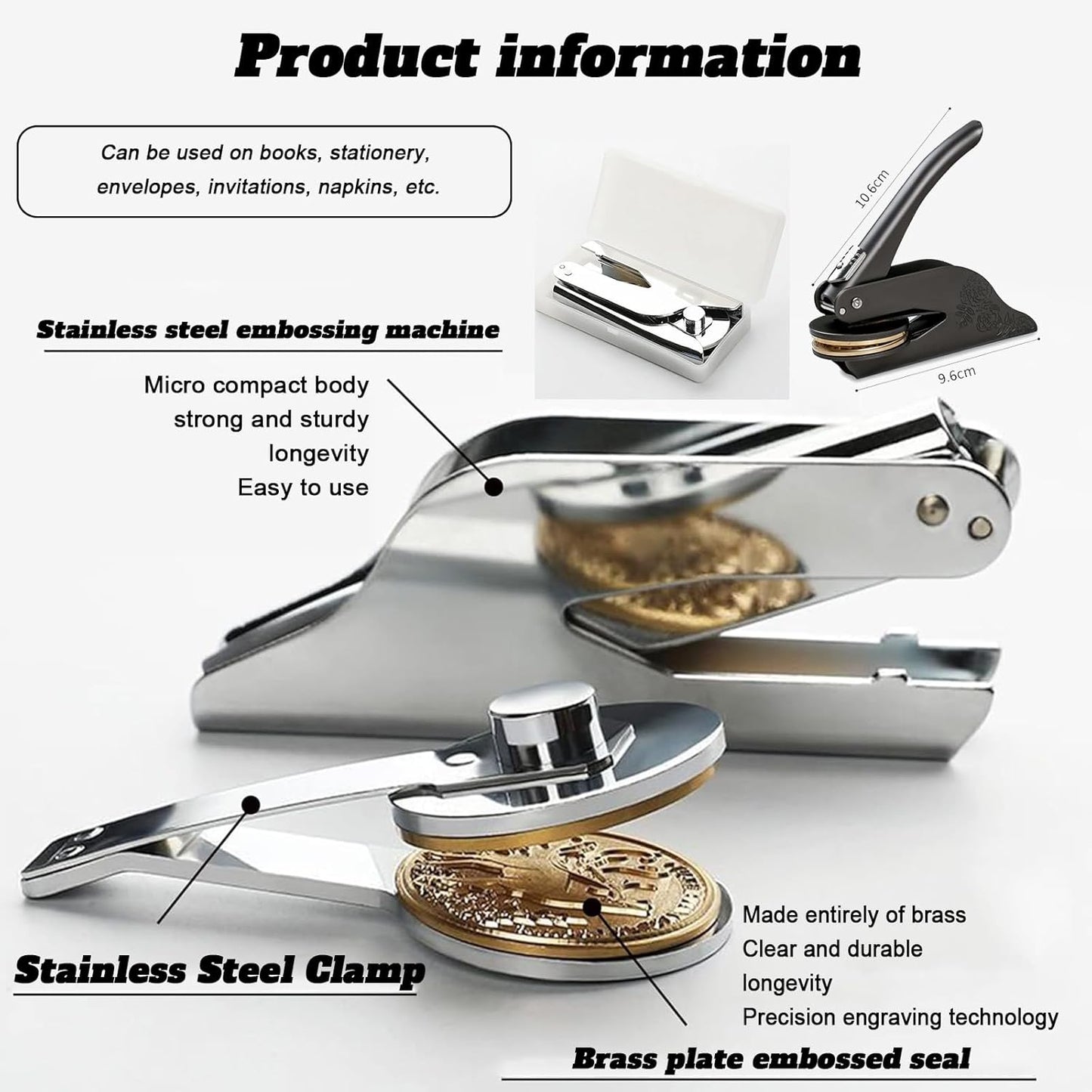 Custom Logo Embosser Seal Stamp, Personalized Book Embosser for Libraries, Your Own Text or Logo Design for Books Business Cards, Wedding Invitations