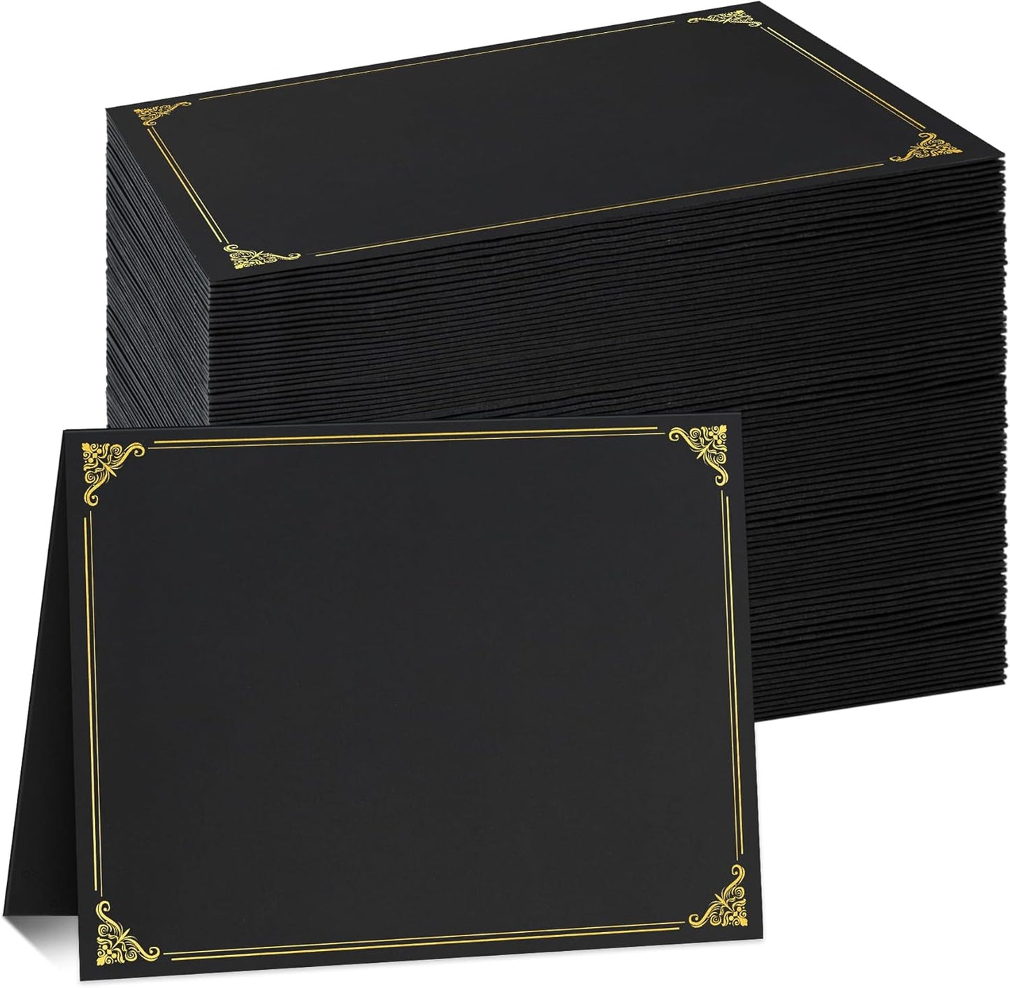 Ndsox 90 Packs Black Certificate Holders, Graduation Diploma Holders, 350GSM, Diploma Covers with Gold Foil Border for Letter Size 8.5" x 11" Award Certificate Paper, Cardstocks and Documents