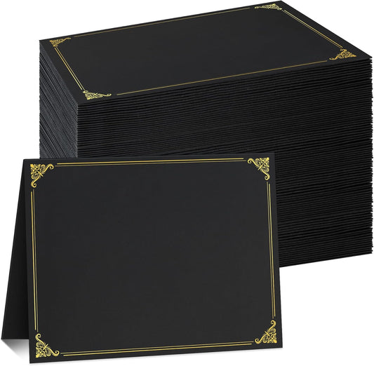 Ndsox 90 Packs Black Certificate Holders, Graduation Diploma Holders, 350GSM, Diploma Covers with Gold Foil Border for Letter Size 8.5" x 11" Award Certificate Paper, Cardstocks and Documents