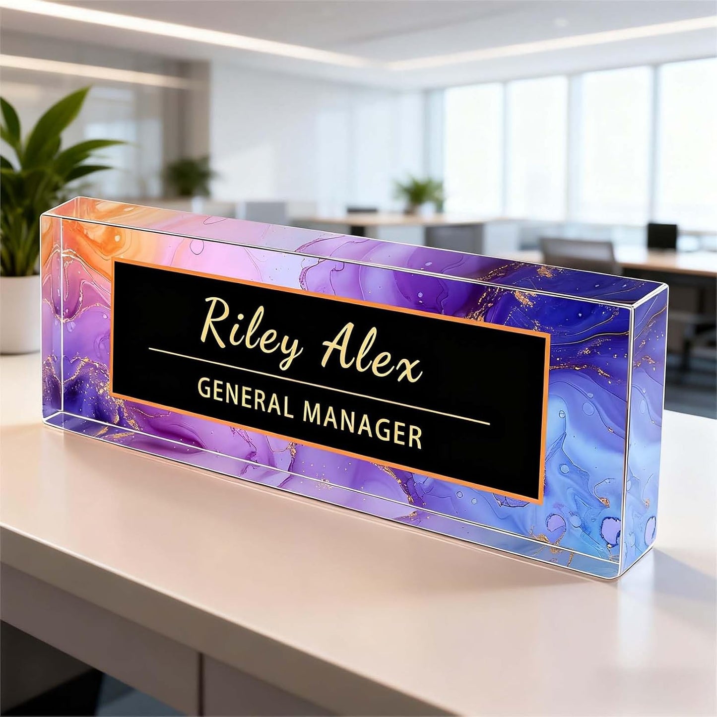 Desk Name Plate Personalized, Office Decor Cute Desk Accessories for Employee Appreciation Gifts Office Gifts for Boss, Teacher (S1)