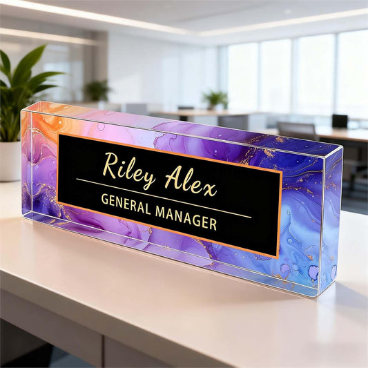 Desk Name Plate Personalized, Office Decor Cute Desk Accessories for Employee Appreciation Gifts Office Gifts for Boss, Teacher (S1)