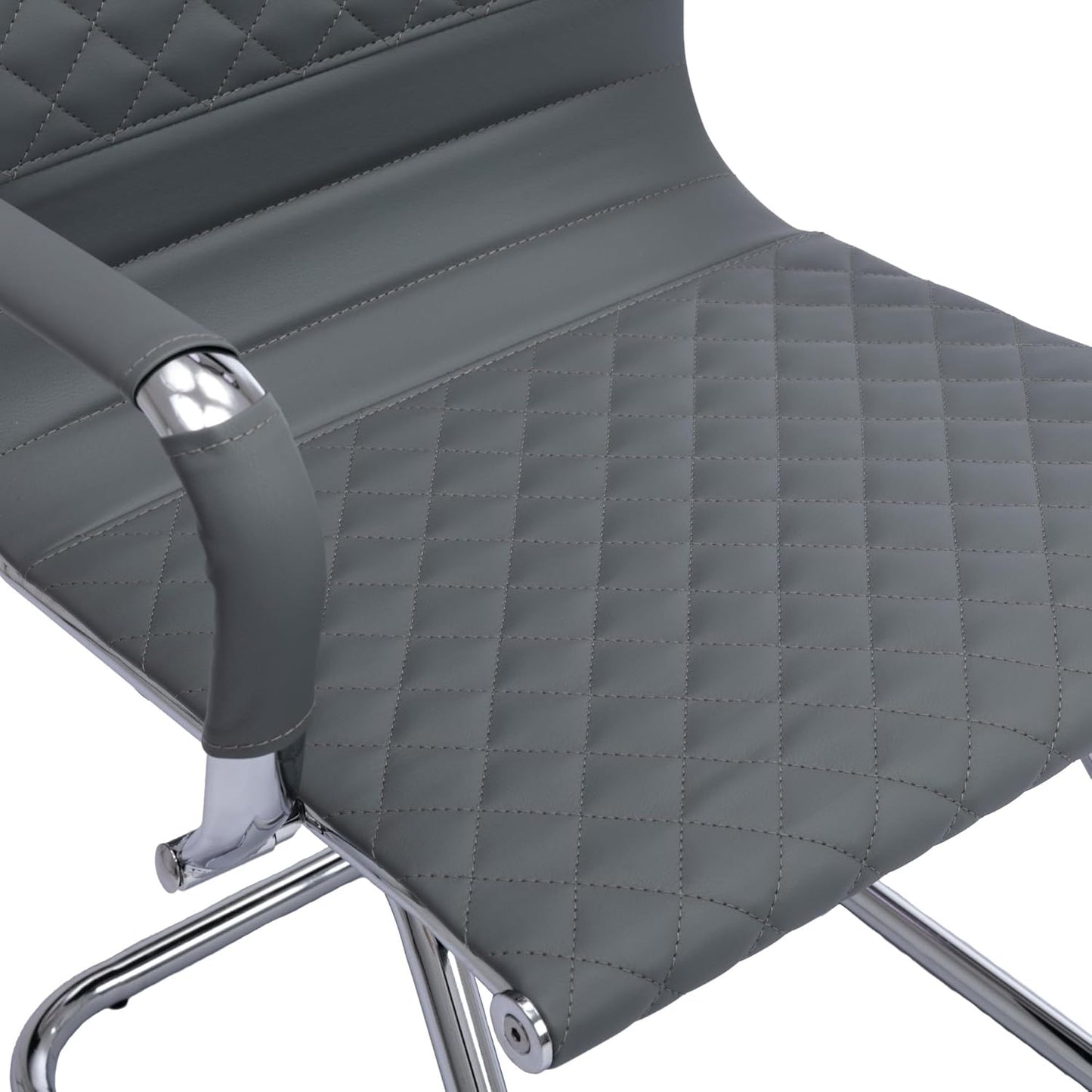 Office Guest Reception Chairs Set of 4 - Modern PU Leather Mid Back Conference Room Chairs for Waiting Room, Desk - Grey