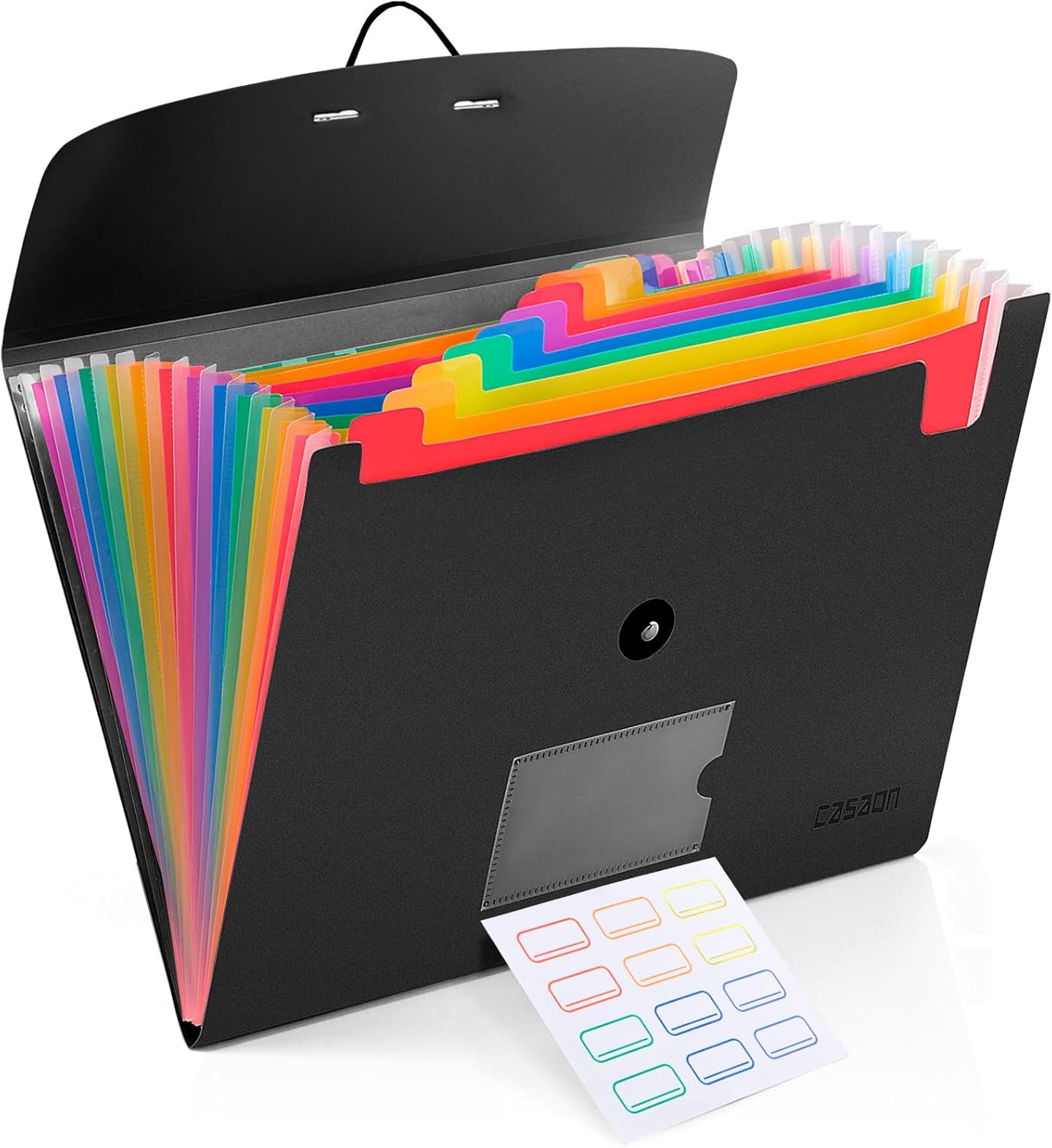 13 Pocket Expanding File Folder Accordian File Organizer, A4 Letter Size Paper Document Receipt Holder for School Office Supplies, Black