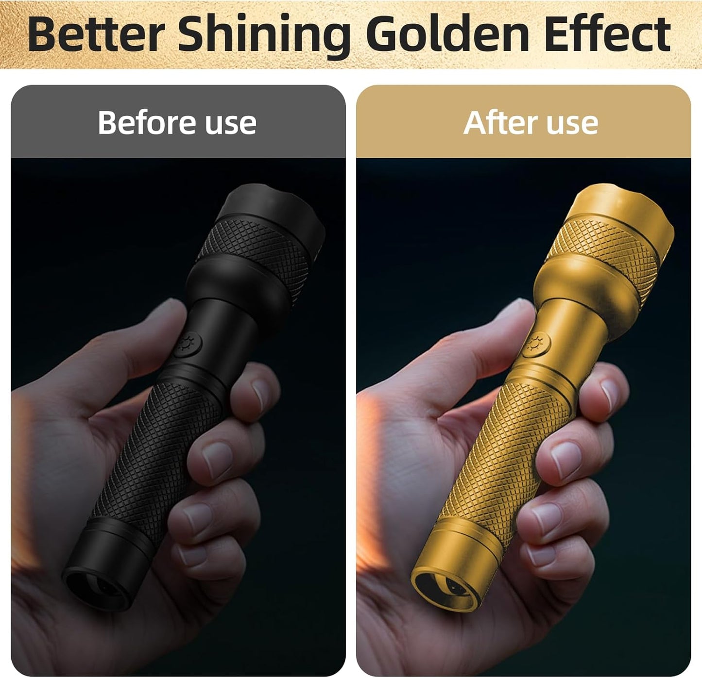 3 Pack Dual Tip Liquid Gold Chrome Markers, Permanent Shiny Gold Marker Pen for Most Surfaces, Golden Metallic High-gloss for Model Repairing, Painting, Marking or DIY Art Project