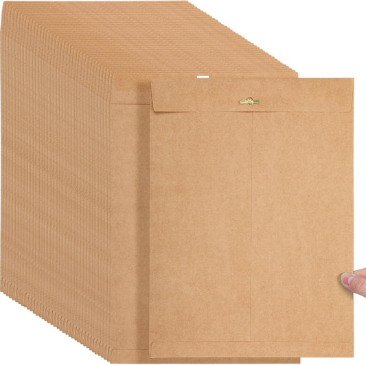 Teling 50 Pcs Manilla Envelopes Clasp Kraft Catalog with Closure for Storing Mailing 28 lb Kraft Envelope Paper for Office Document School Business Home(Brown,10 * 13)