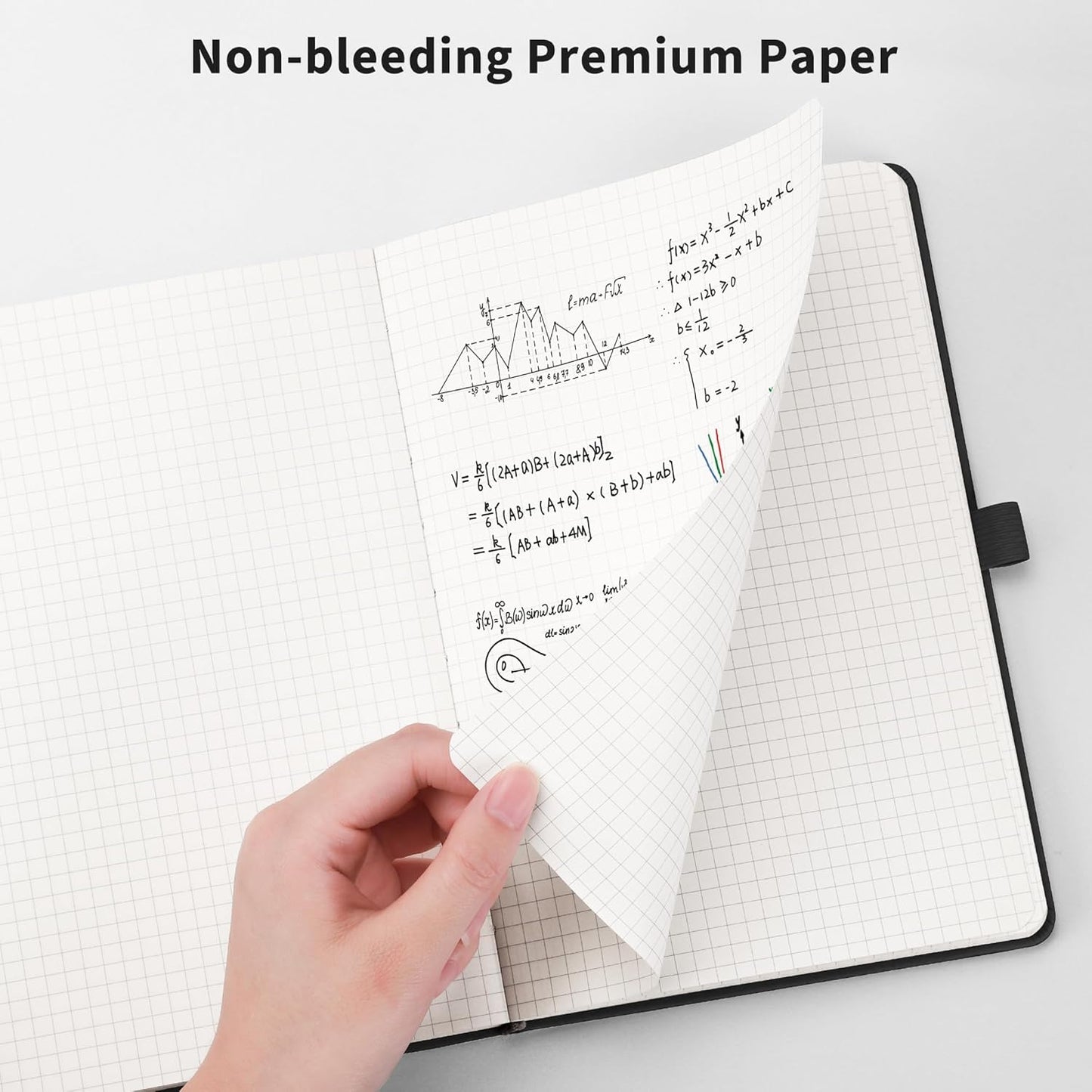 RETTACY Graph Grid Paper Notebook, 192 Pages, A5 Medium Size (5.7'' x 8.3''), 5 Squares per Inch, Leather Hardcover, 100 GSM Thick Paper, for School, Students, Math, Engineering (Orange)