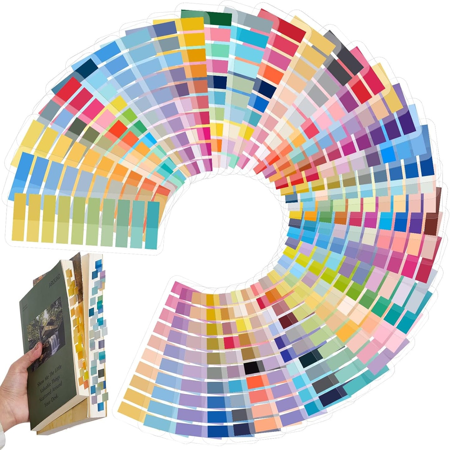 ReliThick 8000 Pcs Annotation tabs Sticky Tabs for Books Transparent Sticky Notes Multi Colored Writable Page Markers Book Flags Strip for Annotating Reading Supplies Bookish Gift (Gradient Color)