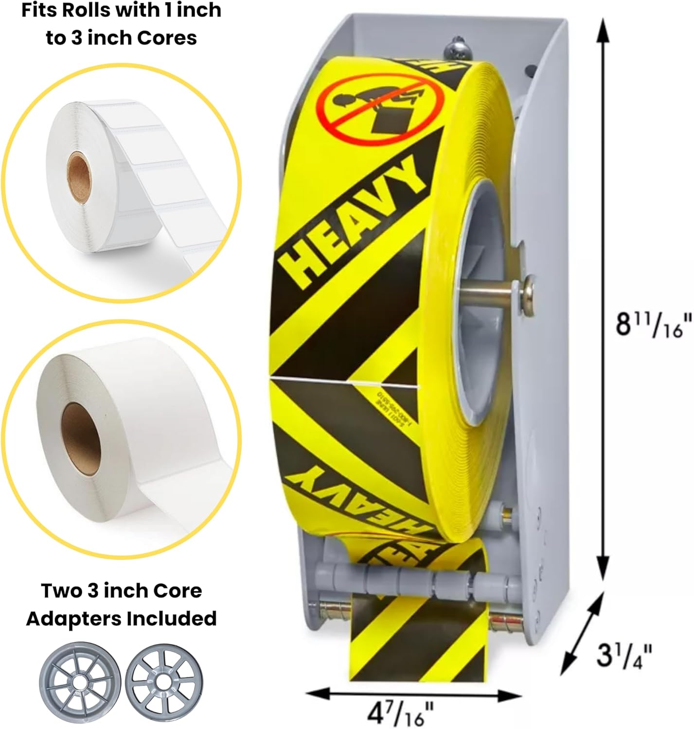 Wall Mount Label Dispenser (3") - Sticker Roll Dispenser - Table Top - Label Holder - Stamp Roll Dispenser - Sticker Stand - Thermal Label Holder - Heavy-Duty All Steel