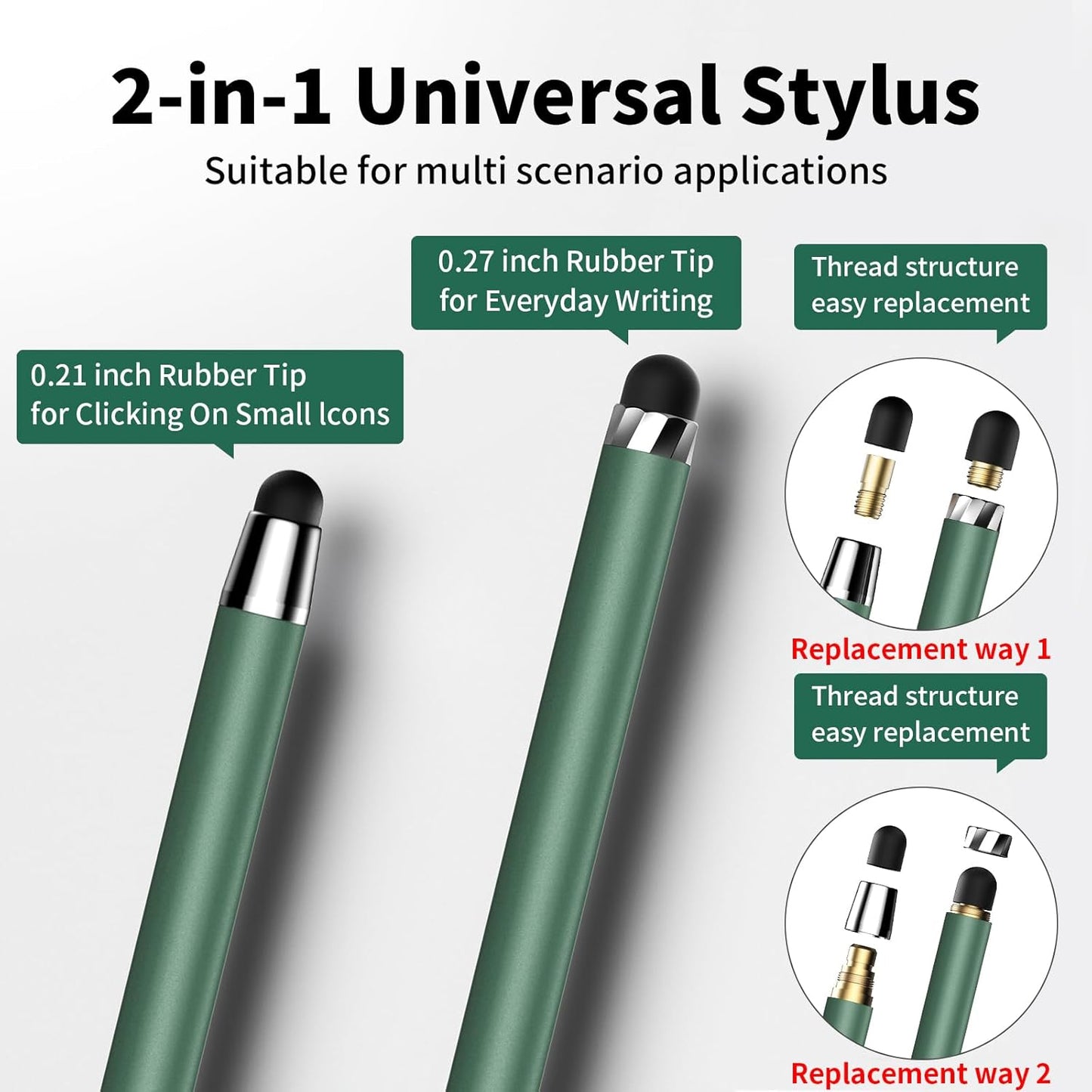 Stylus Pen for Touchscreen,5 PCS Stylus,2-in-1 Stylus Pen for iPad, High Sensitivity Precision Suitable for Touch Screens of iPhone/ipad/Android Tablet(Black/White/Gray/Gold/Dark Green)