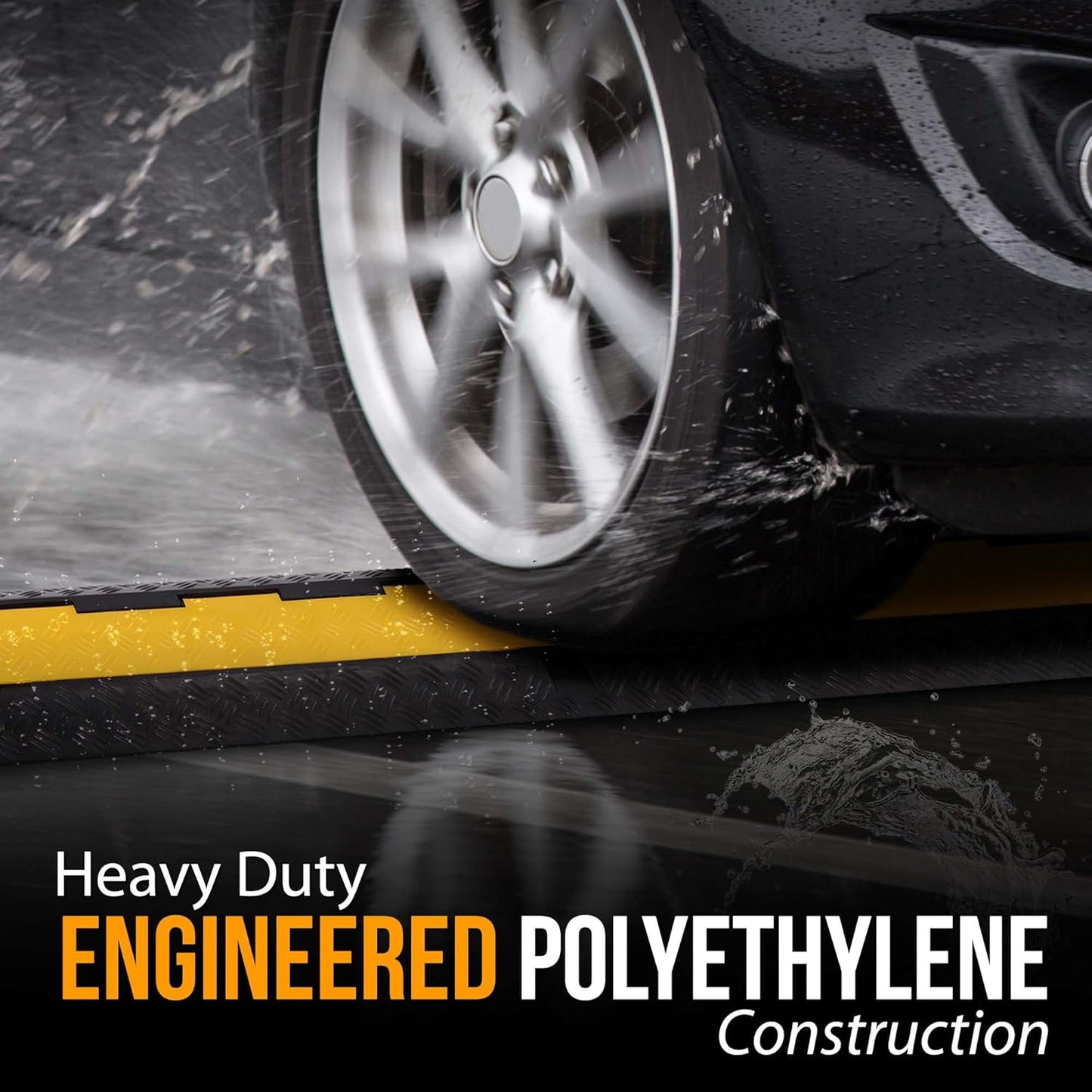 Pyle 2-Pack Heavy Duty Cable Ramp, Protective Cover with 2-Channel Design, 2000 lbs Load Capacity, Flip-Open Top, Non-Slip Surface, High Visibility Yellow, Suitable for Indoor and Outdoor Use