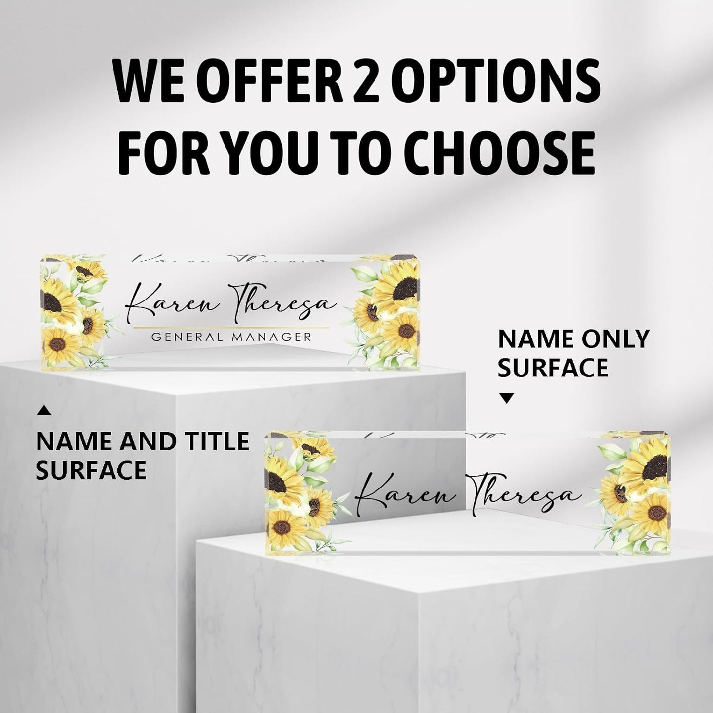 Custom Sunflower Office Name Plate, Personalized Gifts for Women & Employees, Appreciation Gifts for Boss & Teacher, Office Desk Accessories