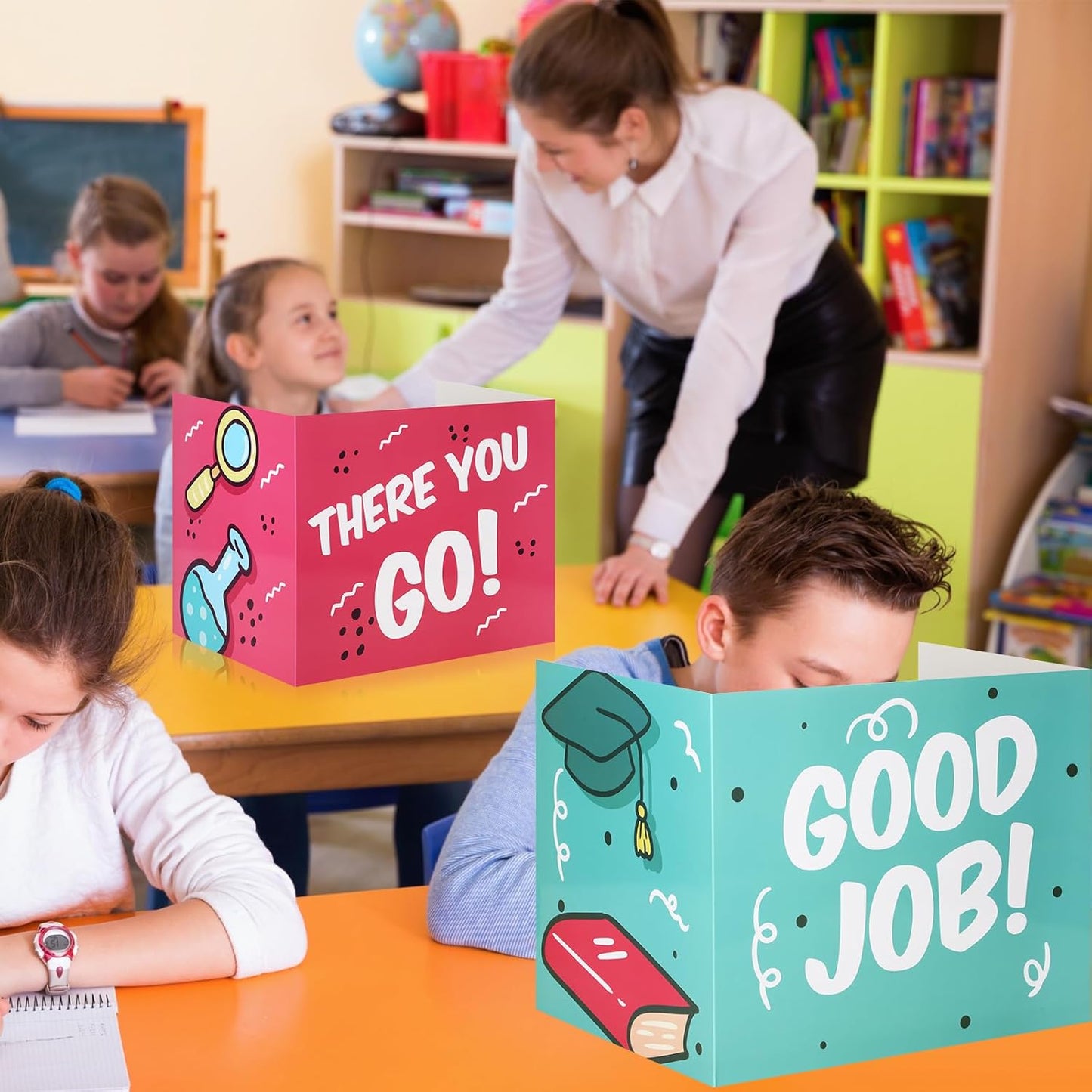 Crtiin 24 Pcs Privacy Folders for Students Desk Dividers Standard School Privacy Cardboard Board Testing Dividers Shield for Classroom Teacher Supplies Keep Eyes from roving(Study)