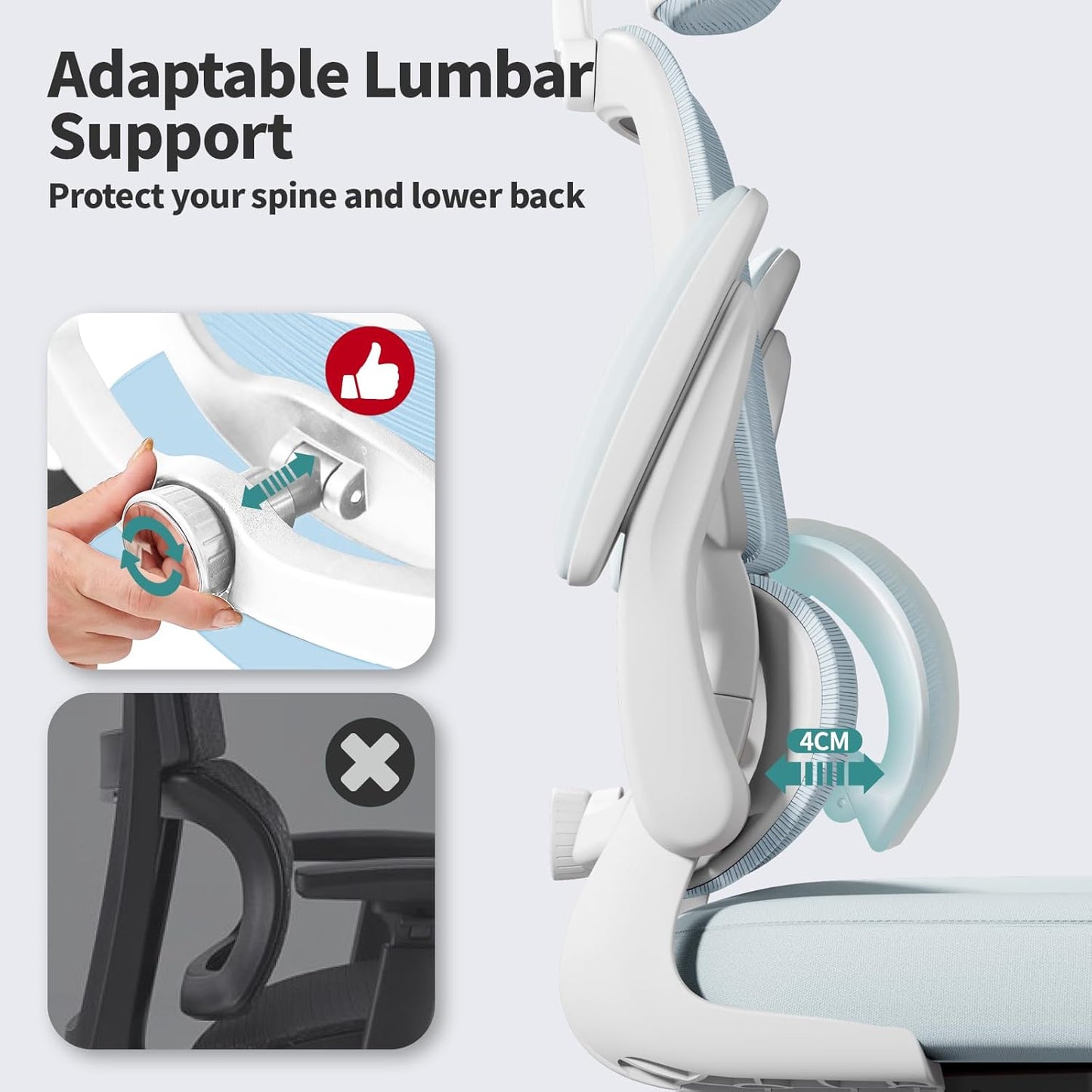 TRALT Office Chair Ergonomic Desk Chair, 330 LBS Home Mesh Office Desk Chairs with Wheels, Comfortable Gaming Chair, High Back Office Chair for Long Hours (Blue)