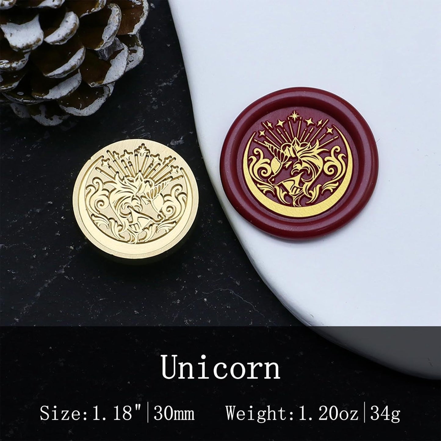 Wax Seal Stamp - Vintage Unicorn Sealing Stamp with Magic,0.98 inch/25mm Brass Sealed Stamp with Handle for Envelopes Letters Handicraft DIY and Creative Gifts