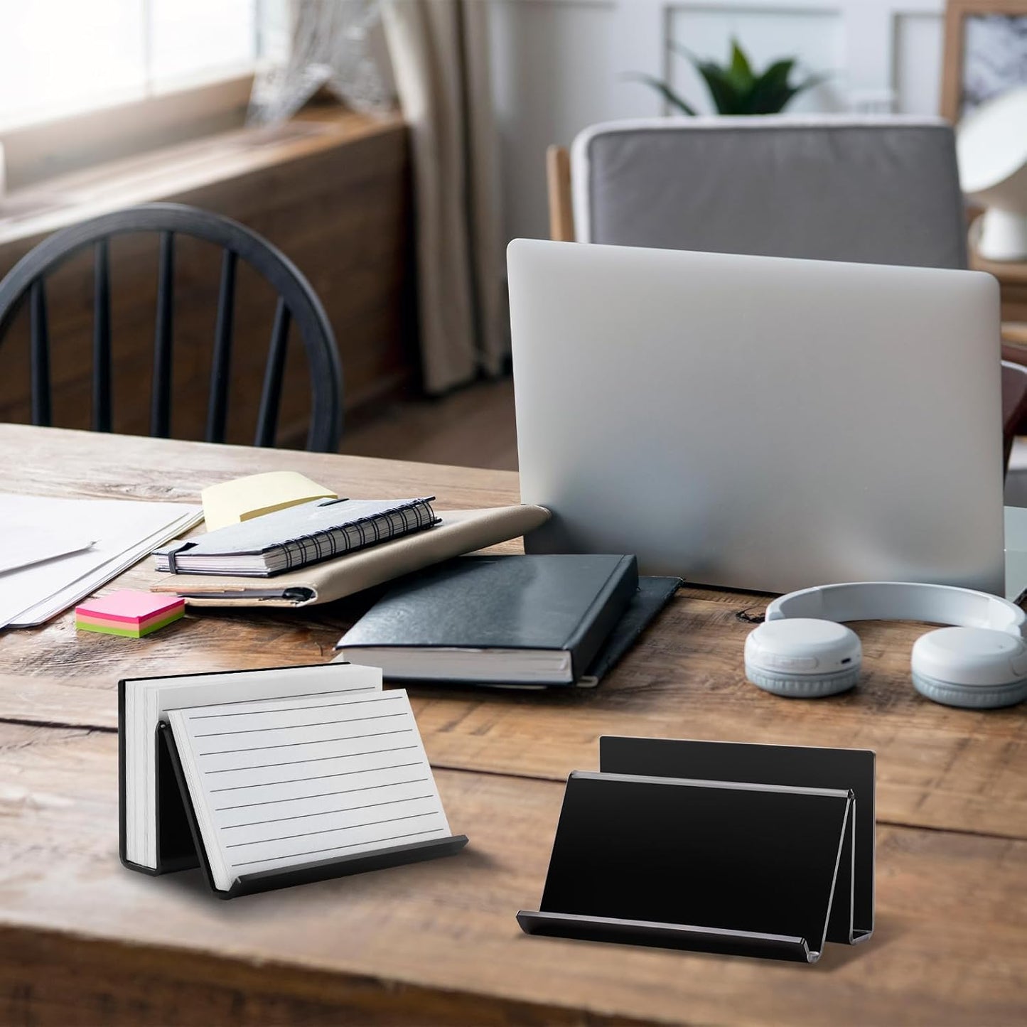 2 Pack 3x5 Index Card Display Holder Acrylic Cards Holder Stand Acrylic Business Card Holders Name Card Organizer Postcard Stand Display 200 Capacity for Studying Supplies No Card (Black, 2 Pack)