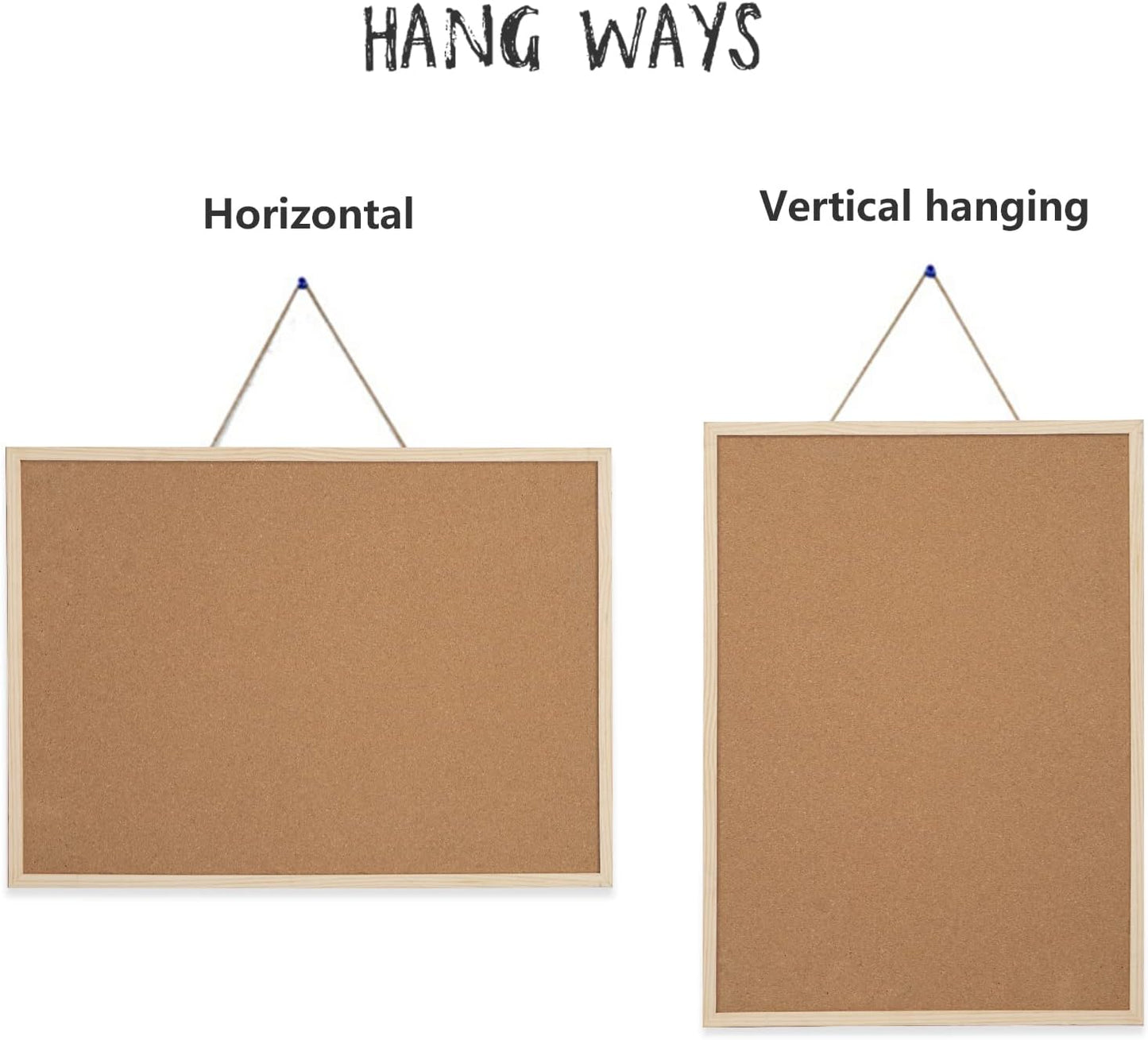 20” x 28” Cork Boards for Walls with Wooden Frame 1pack, Whiteboard and Cork Board Combo Double Sided Office Board for Wall Organizer, Bulletins Board Hanging Pin Board for School Home Office