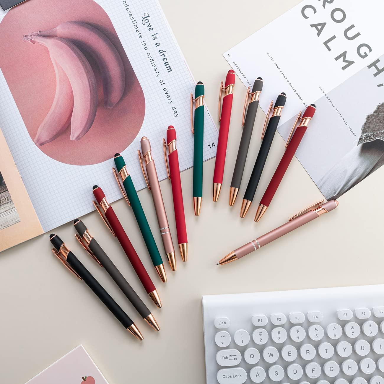 PASISIBICK 12 Pieces Ballpoint Pen with Stylus Tip, 2 in 1 Stylus Pens Stylish Pen, Metal Stylus Pen for Touch Screens, 1.0 mm Black Ink(Pack of 12)