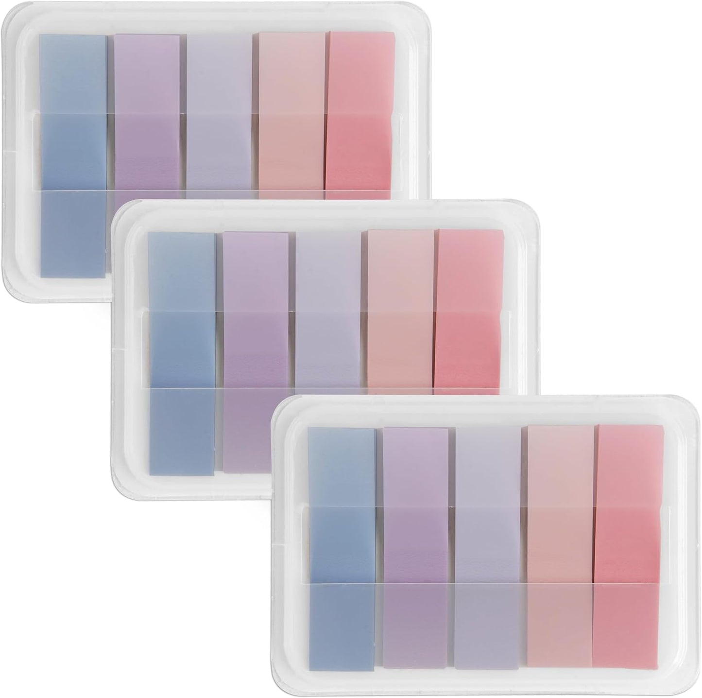 Essex Wares - 300 Pieces - Transparent Sticky Notes Tabs with Case - 5 Light Pastel Colors - 3 Cases - 1.8" x 0.4" - 60 Pieces - Pop Up Index Tabs - Book Flags for Annotating - Book Sticky Tabs