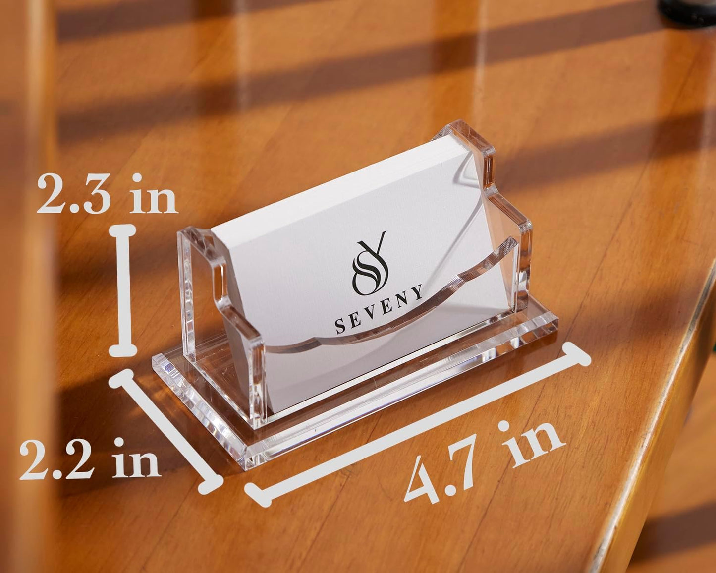 SEVENY Business Card Holder, Clear Acrylic Cards Organizer Stand for Men and Women, Business Cards Case Rack 1 Pack, Holds 60 Cards-1 Slot