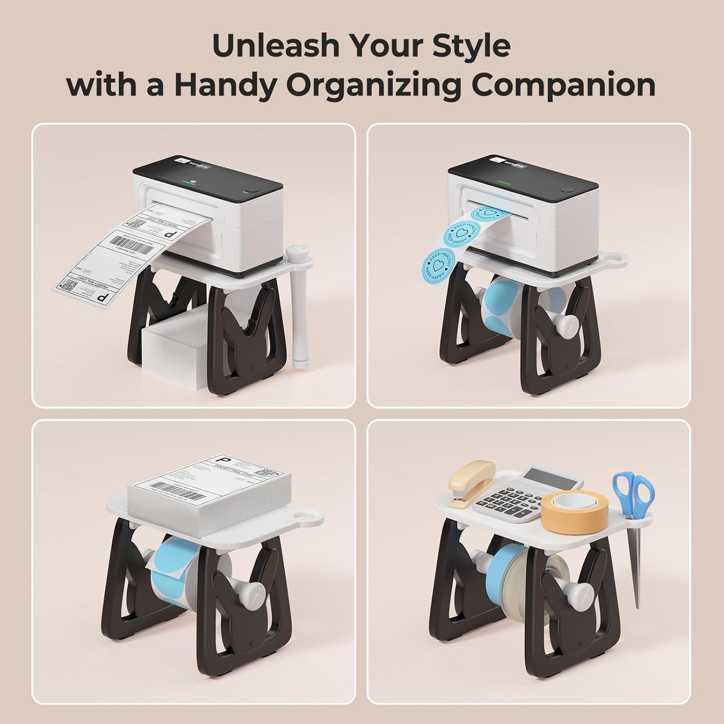 MUNBYN Label Holder for Rolls and Fanfold Labels, Thermal Sticker Holder for Desktop Thermal Printer, Accessory Supplies for Home, Office, Small Business