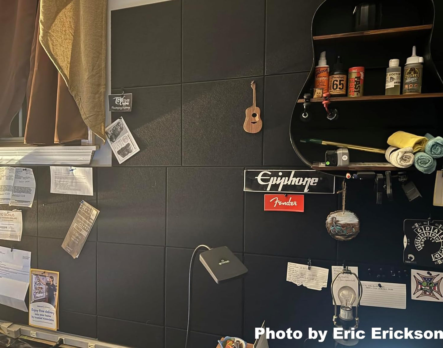 Large Cork Board Alternative - 12-Pack Felt Wall Tiles with Safe Removable Adhesive Tabs, Cork Wall Tiles Bulletin Board Home Office Essentials - Black