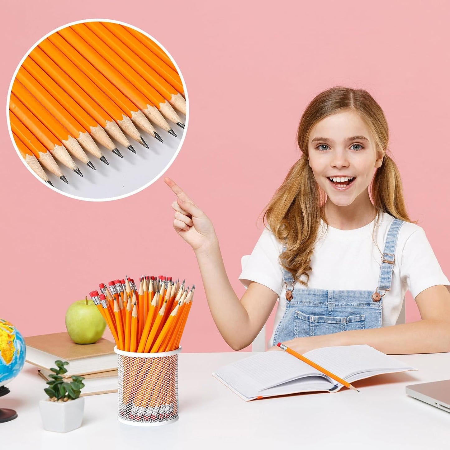 TecUnite 120 Pcs #2 HB Pencils with Eraser No 2 Unsharpened Wooden Hexagonal Pencils for Adults Gifts for School Exam art Learning Office Sketching(Yellow)