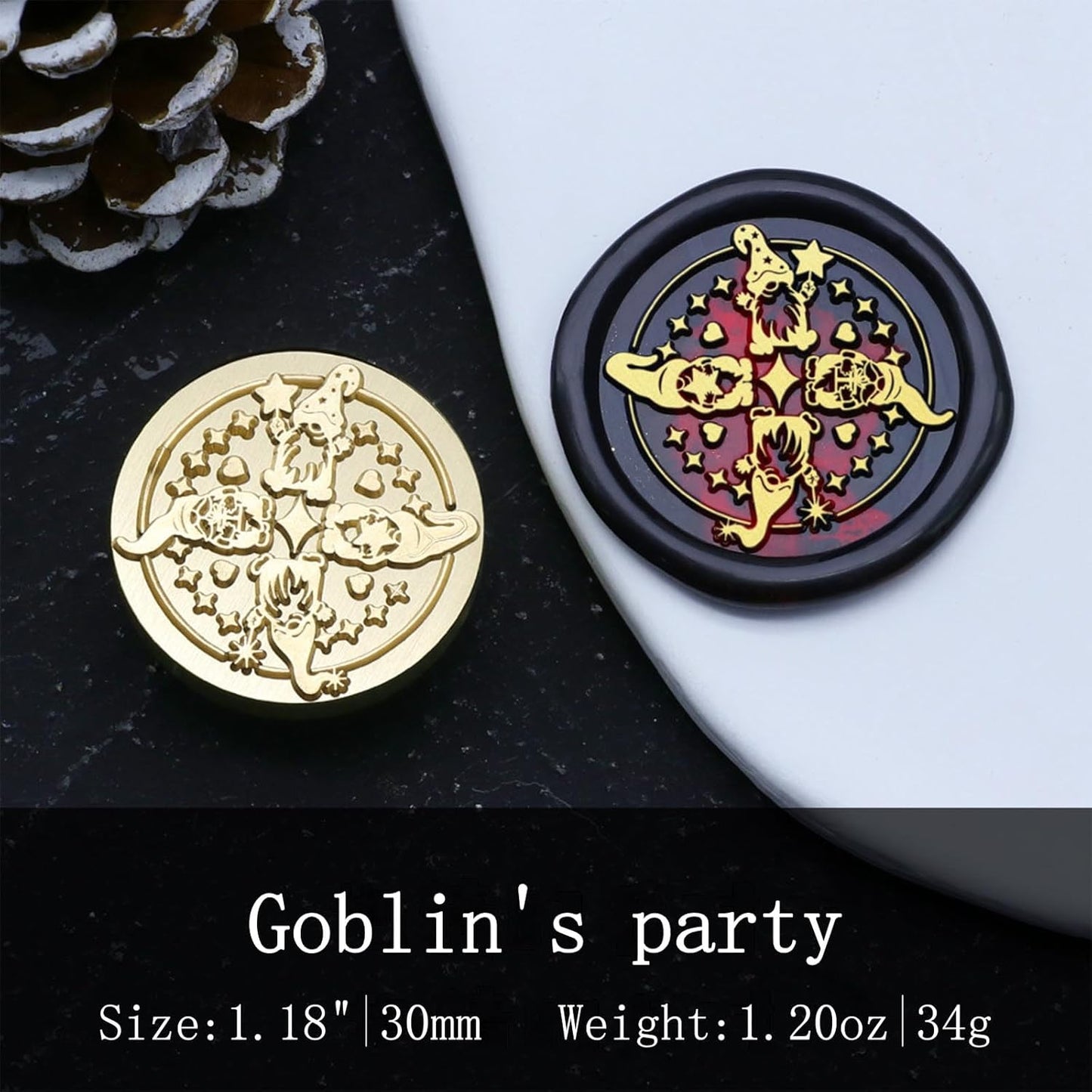 Wax Seal Stamp - Gnome Party Themed Sealed Stamp,1.18 inch/30mm Merry Christmas Sealing Wax Stamp with Handle for Gift Wrap, Envelope Letters, Crafts DIY