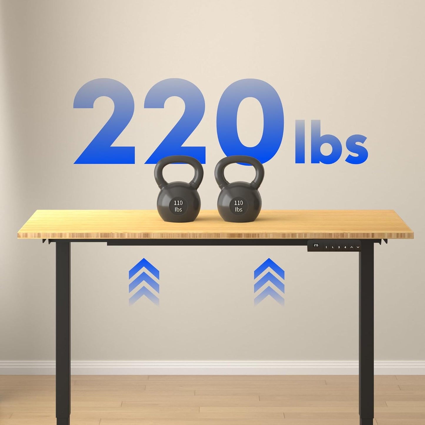 FLEXISPOT E3 Bamboo Dual Motor 72x30 Inch Electric Height Adjustable Standing Desk Whole-Piece Board Desk Sit Stand Up Desk (Black Frame + Bamboo Desktop)