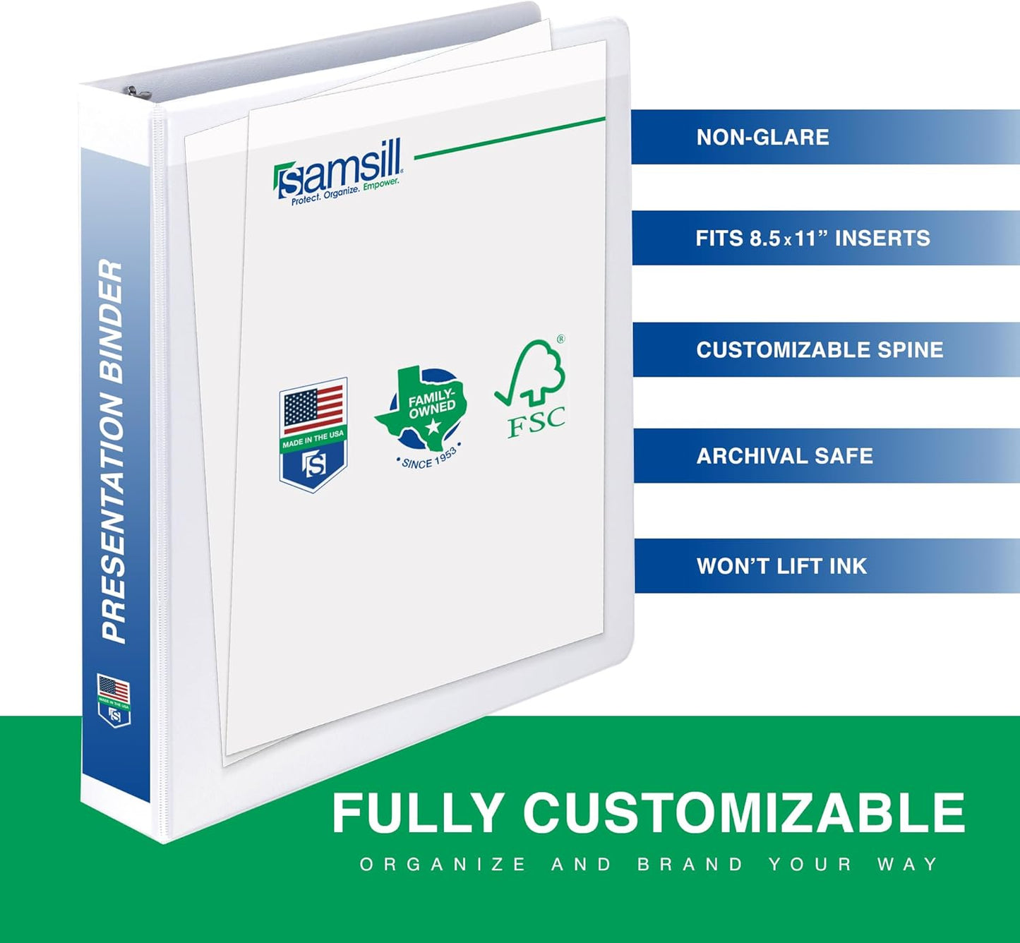 Samsill 1.5 Inch 3 Ring Binders, Made in USA, Economy Round Ring, Clear View Cover, 325 Sheet Capacity - for School, Home, Office - White, 4 Pack