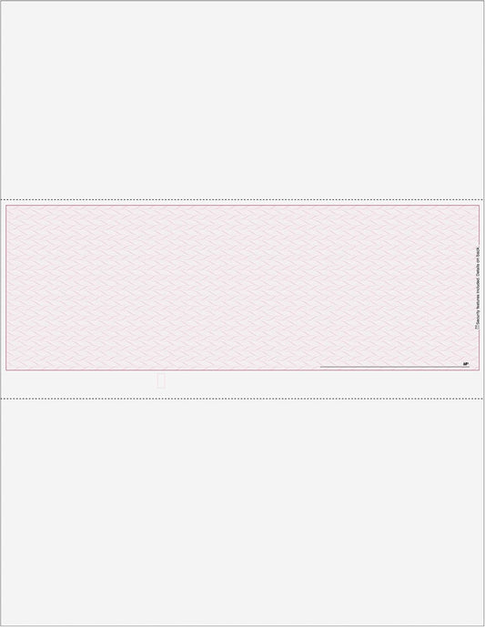 Classic Blank Business Middle Check, Blank Computer Check Paper with Burgundy Herringbone Background and Signature Line, 500/Pk