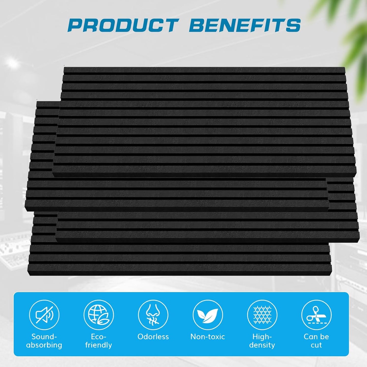 4 Pack Acoustic Foam Panels, 2" X 24" X 48" Wedge Soundproof Studio Foam for Walls,Sound Absorbing Panels, Sound Insulation for Studio, High Density Fireproof Studio Wedges (Black, 4 Pack)