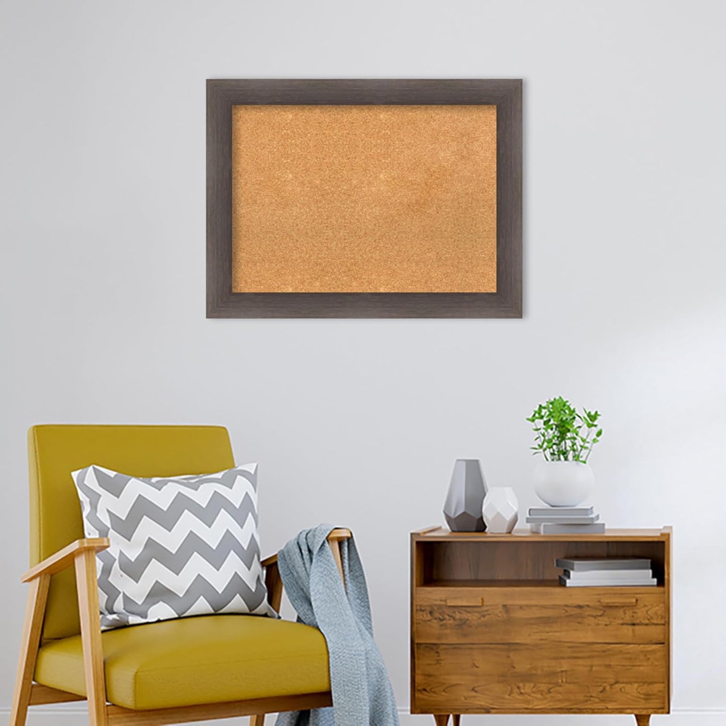Amanti Art Natural Cork Board for Wall, 25x33 Vision Board with Brown Wood Frame, Medium Corkboard Office Decor for Home Organization, Rustic Farmhouse Corkboard Pinboard to display items for home
