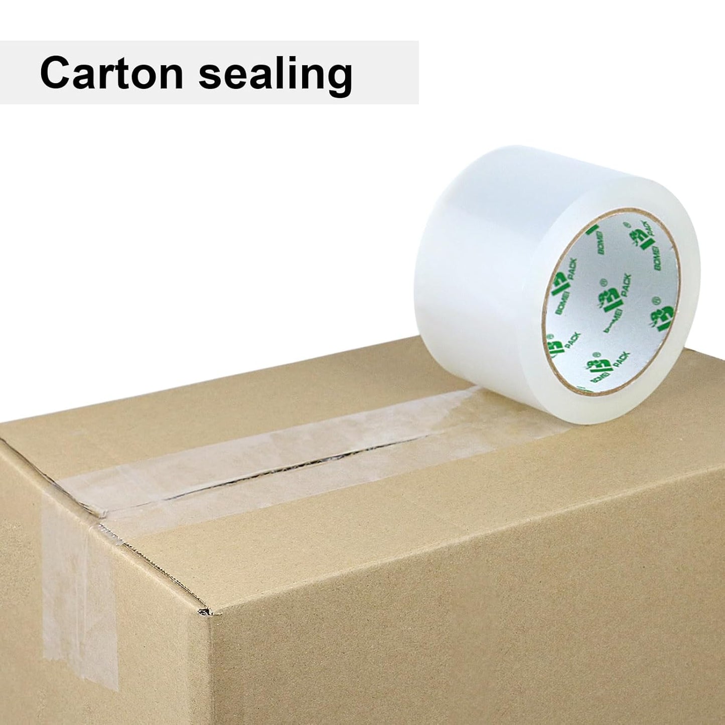 BOMEI PACK 3 inch Wide Heavy Duty Packing Tape, 2.4 Mil 3.0 Inch x 60 Yards, 3 Refills Rolls Clear Box Tape for Moving, Shipping, Mailing and Packaging