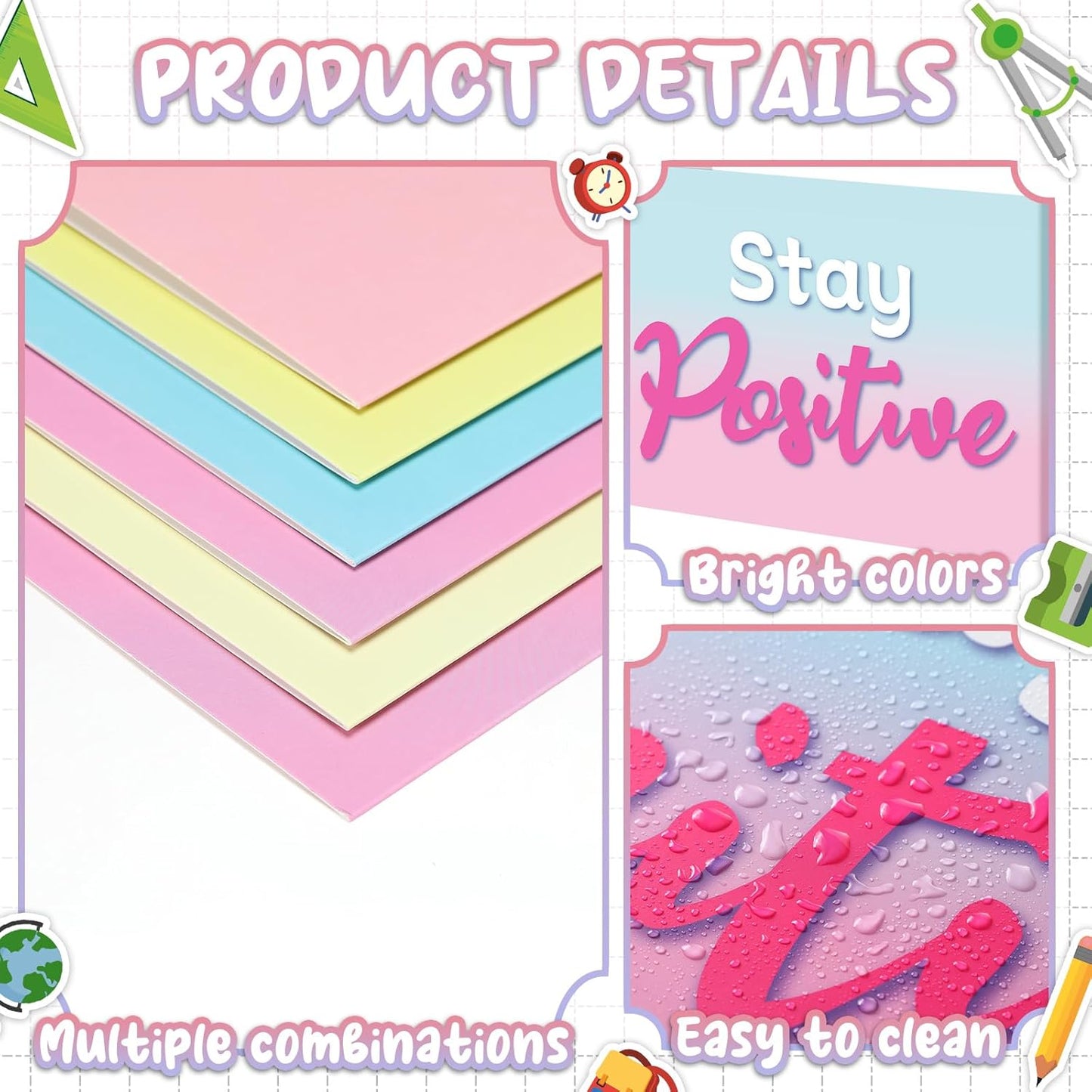 Honoson 24 Pcs Bulk Inspirational Privacy Folders for Students Cardboard Test Privacy Boards Motivational Words Desk Dividers Shield for Classroom School Study Supplies, 6 Styles (Macaron)